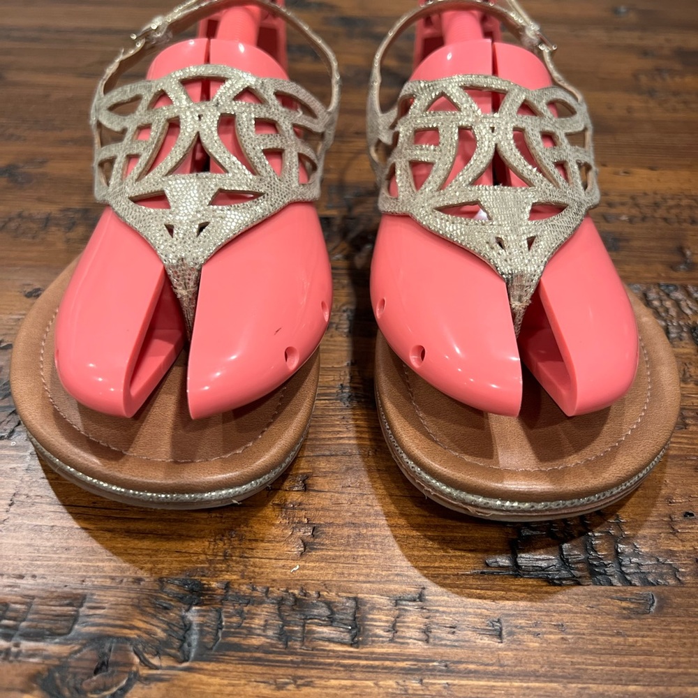 Coach and Four Ankle T Strap Flat Sandals